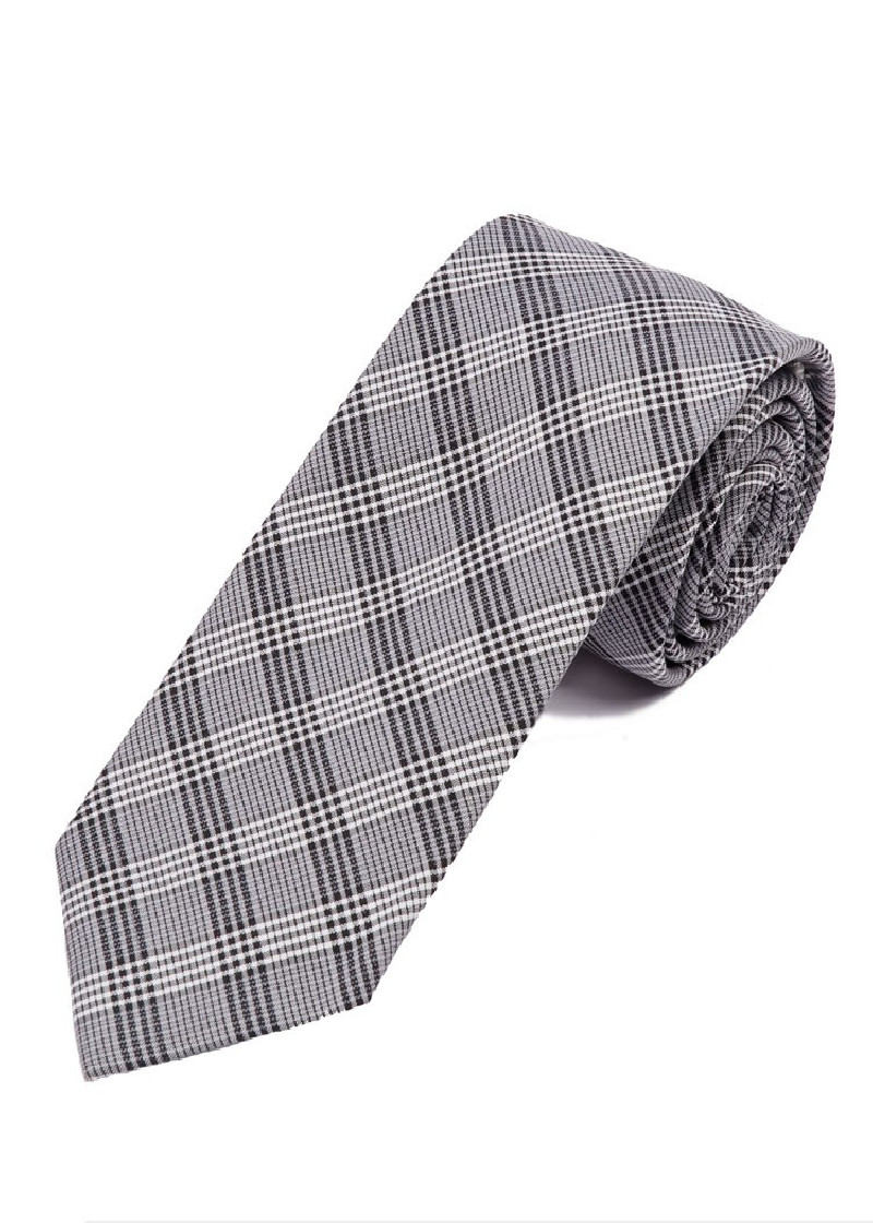 Cravatta elegante linea check asfalto nero bianco