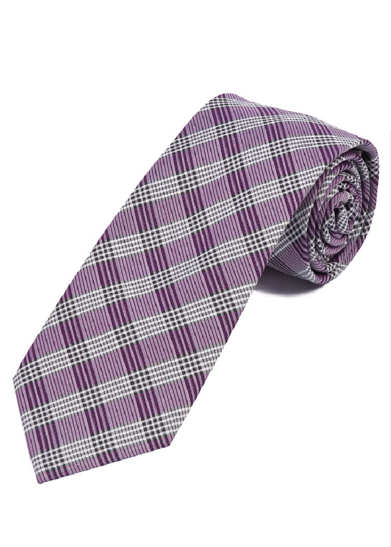 Cravatta linea elegante check viola perla bianco