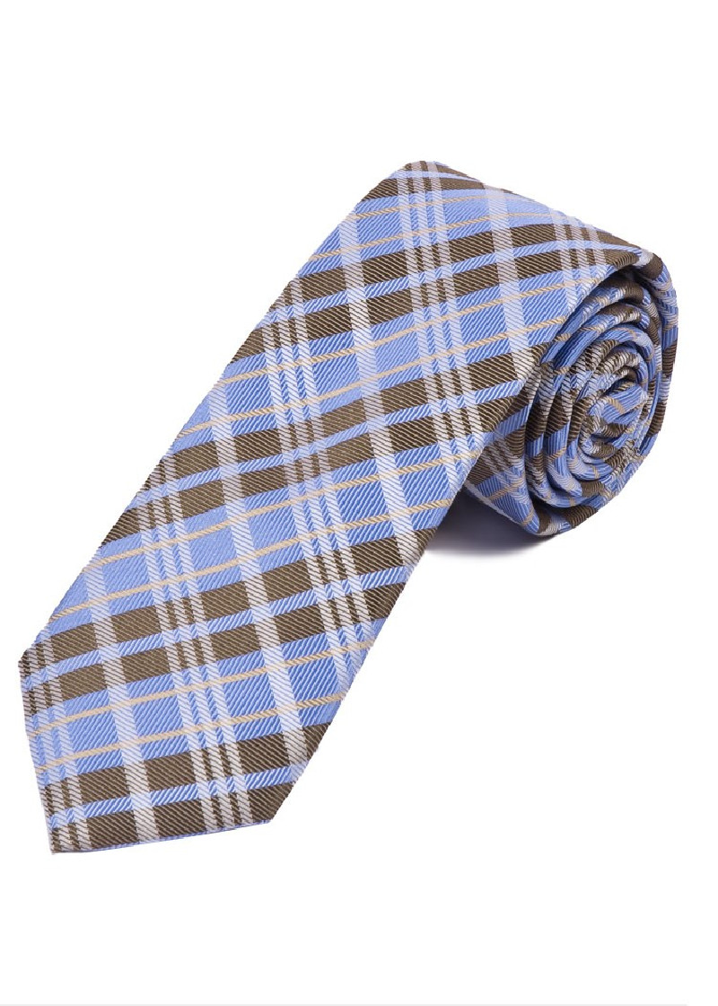 Cravatta elegante linea check blu ghiaccio bianco