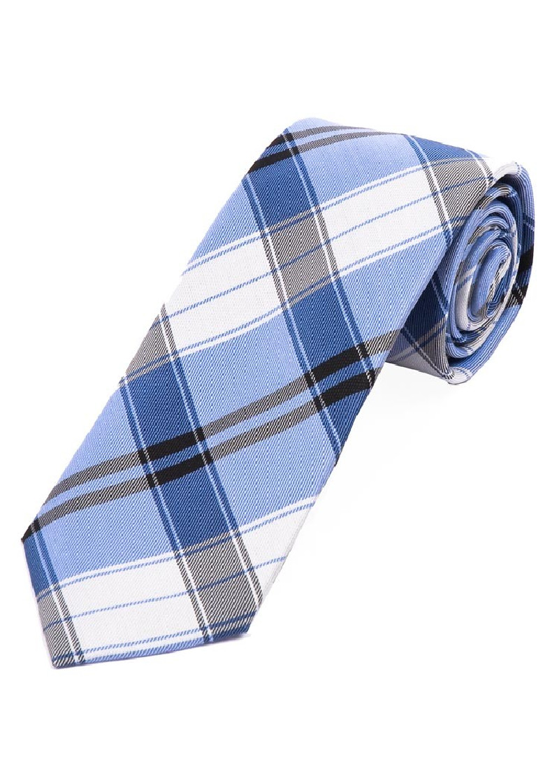 Cravatta tartan azzurro perla bianco