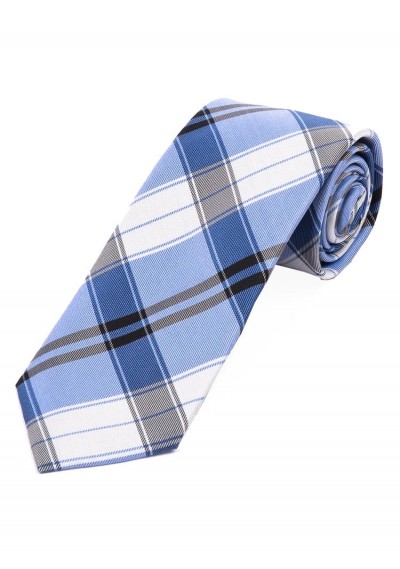 Karo-Muster-Krawatte hellblau perlweiß