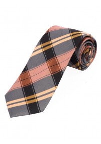 Cravatta Check Design Uomo Nero Arancione