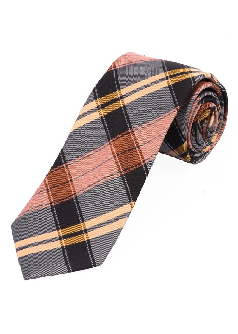 Cravatta Check Design Uomo Nero Arancione