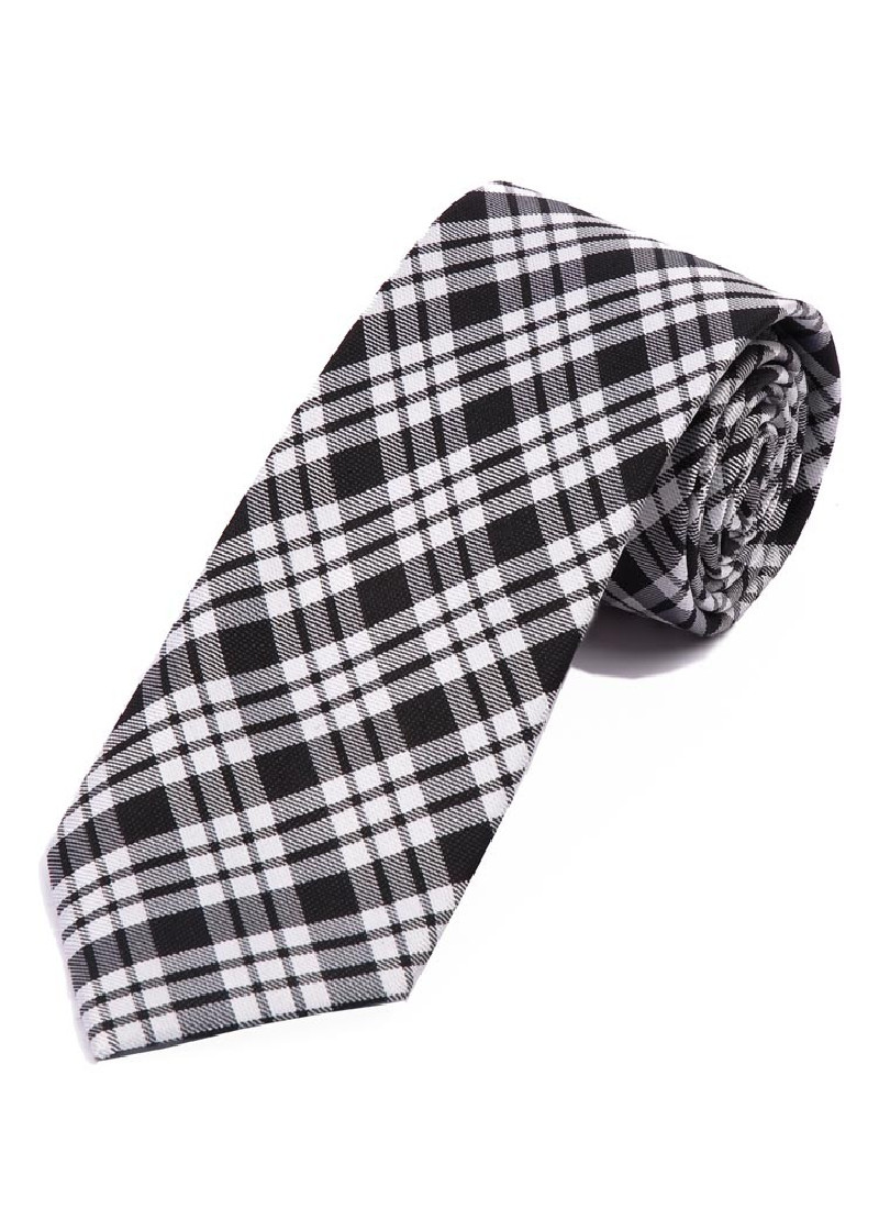 Cravatta uomo Tartan Nero Perla Bianco