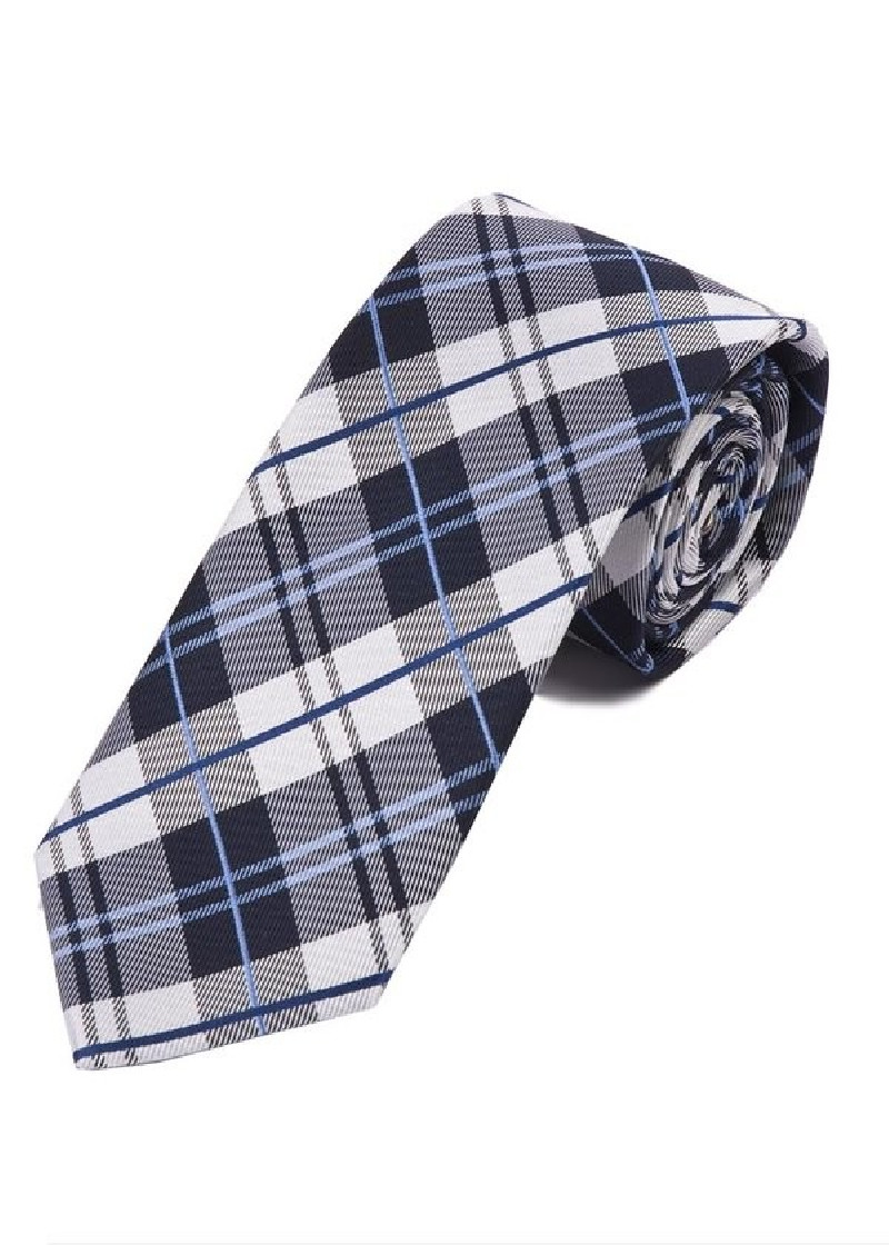 Cravatta tartan blu navy grigio argento