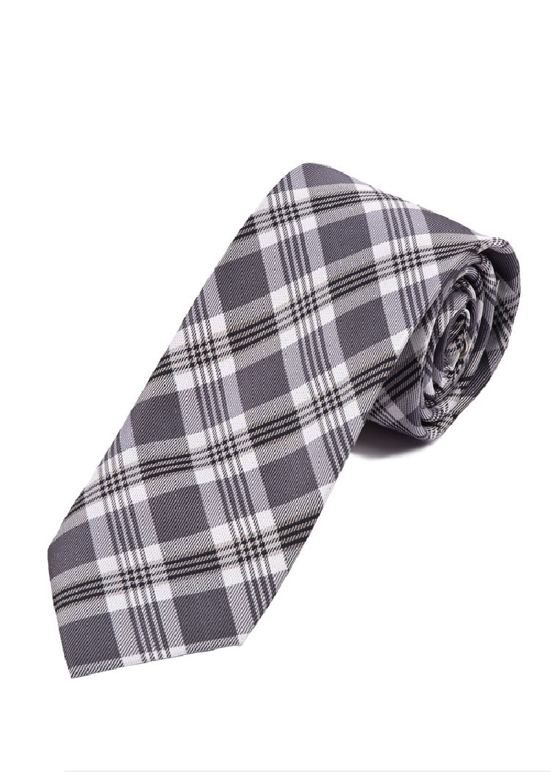 Cravatta uomo Tartan Nero Argento Grigio