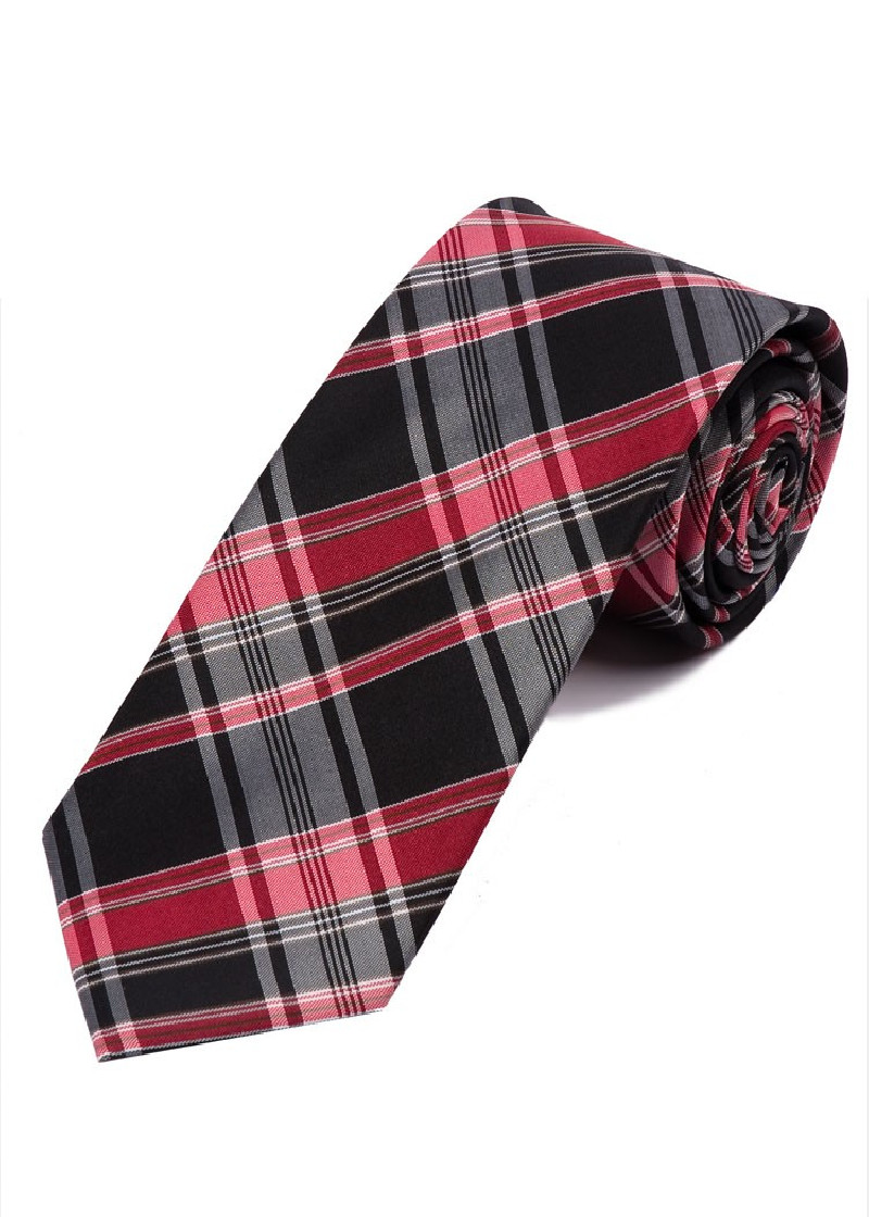 Cravatta tartan nero medio rosso