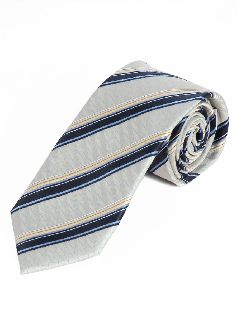 Cravatta da uomo con struttura a righe crema blu