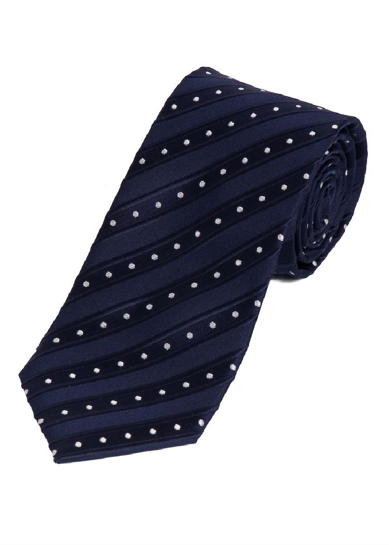 Cravatta a righe a pois blu navy