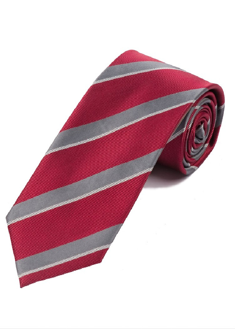 Cravatta moderna a righe rosso grigio chiaro
