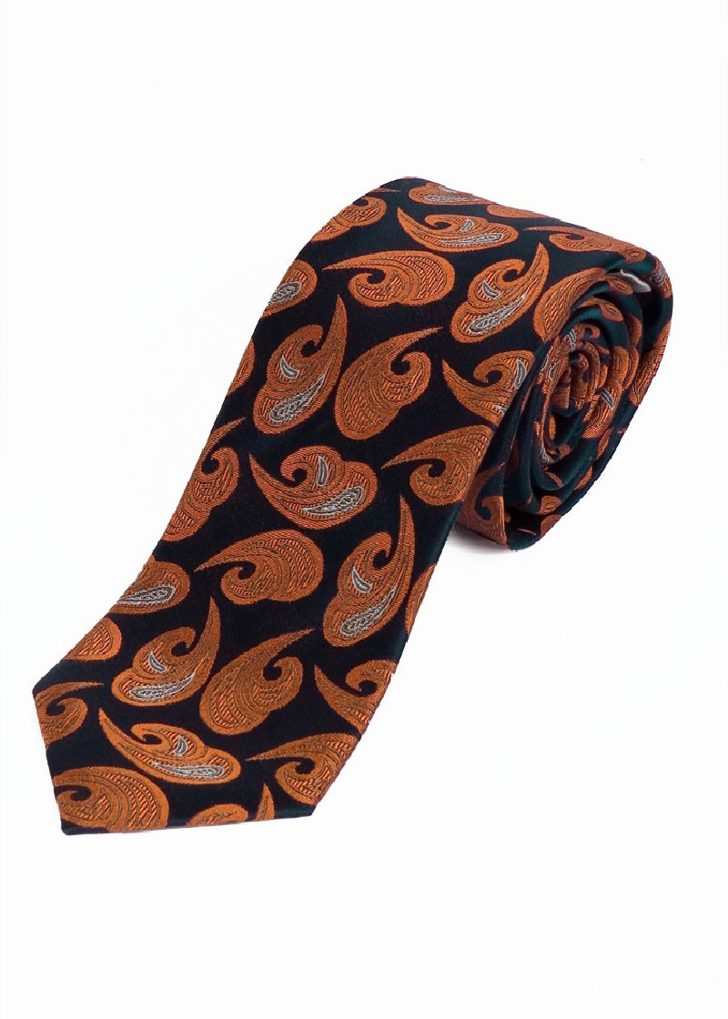 Cravatta XXL con motivo paisley blu scuro/marrone