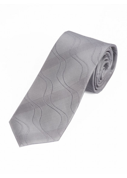 Businesskrawatte XXL Wellen-Muster silber