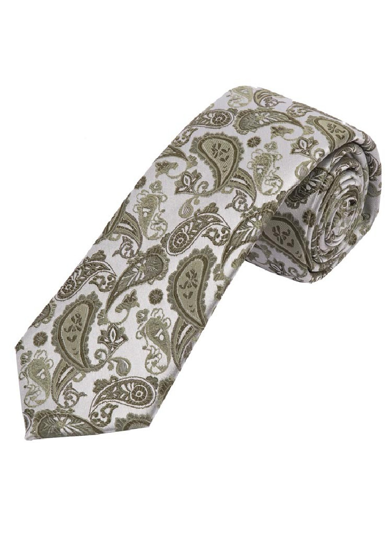 Cravatta XXL Paisley grigio chiaro argento antico