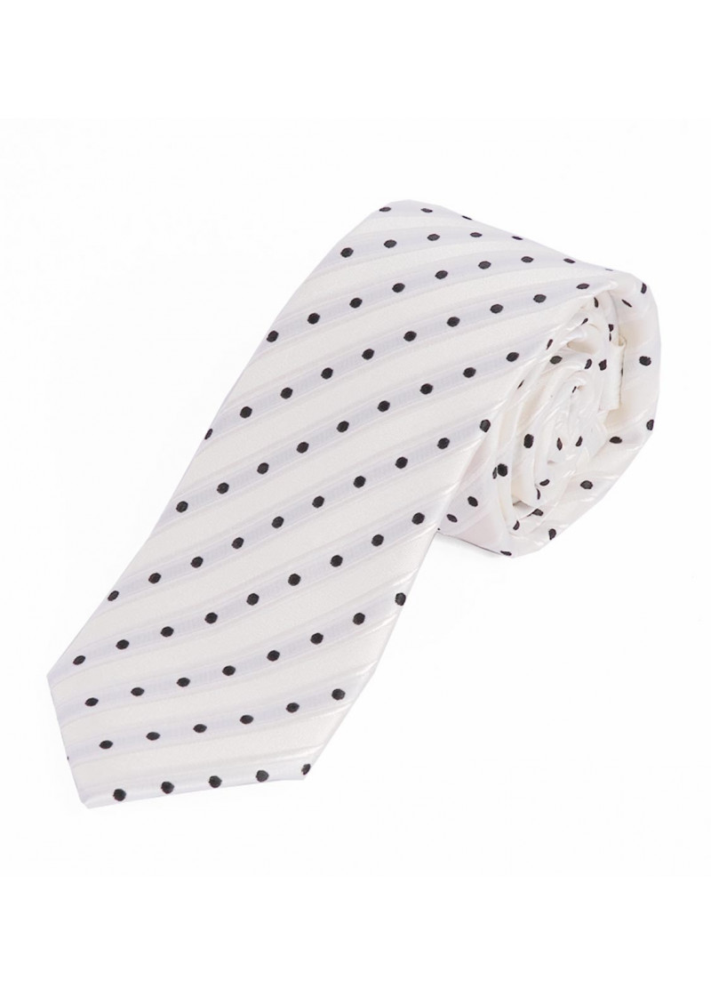 Uomo Cravatta extra lunga a pois bianco perla