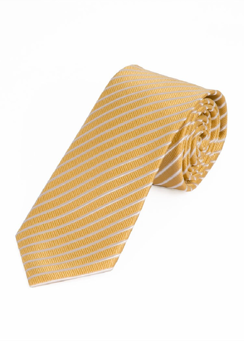Cravatta lunga linee sottili giallo oro bianco