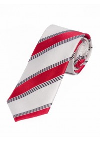 XXL-Businesskrawatte stilsicheres Streifen-Muster weiß rot tiefschwarz