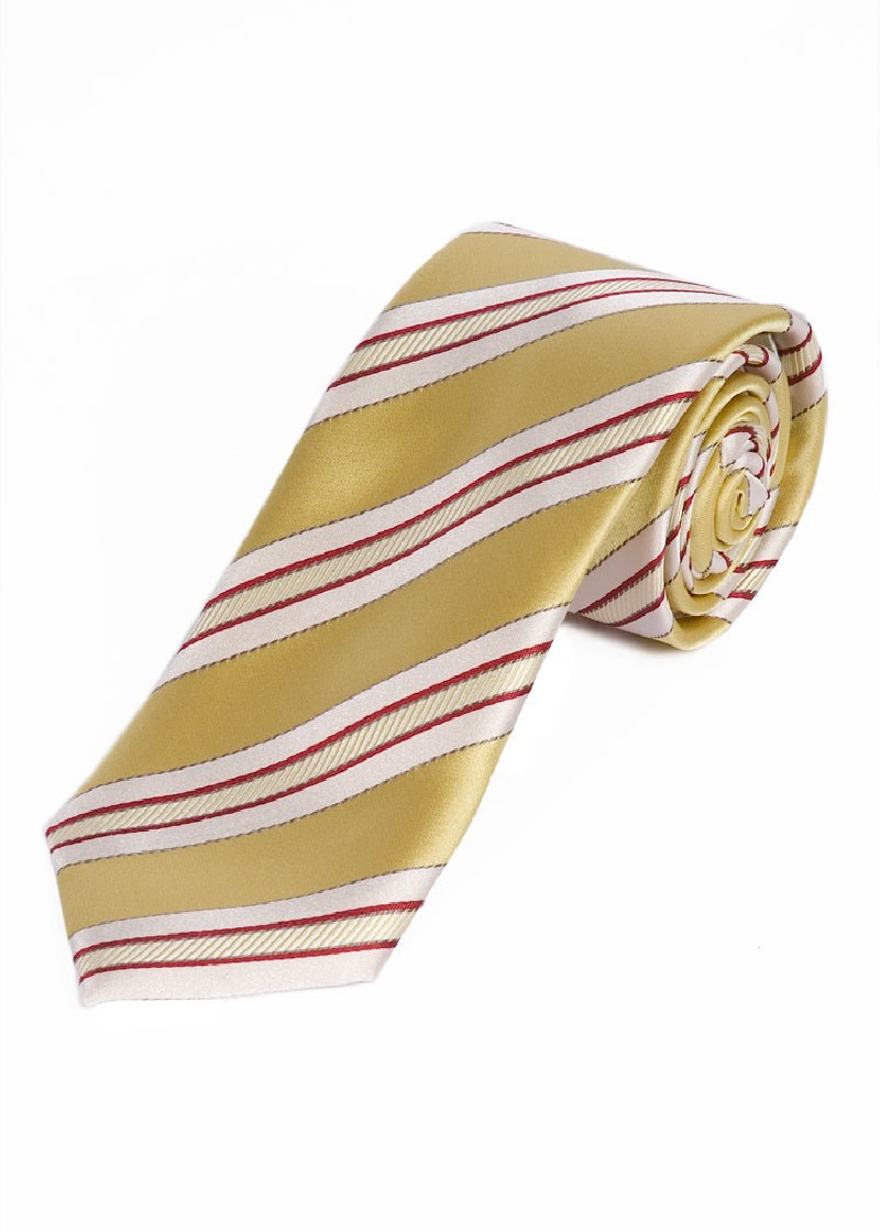 Cravatta lunga da uomo con design a righe in oro,