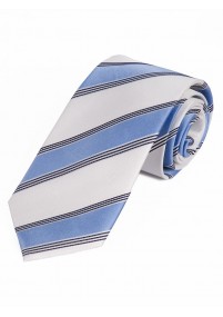 Überlange Krawatte elegantes Streifen-Pattern  weiß eisblau tintenschwarz