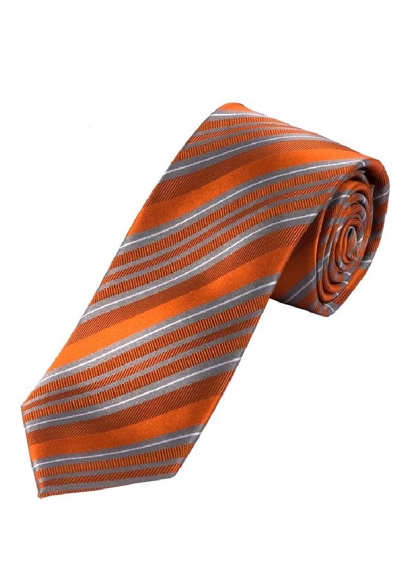Cravatta XXL a righe rame, arancio, argento,