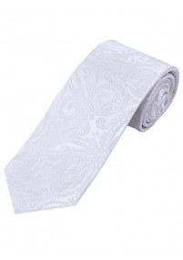 Überlange Paisley-Muster-Krawatte unifarben perlweiß