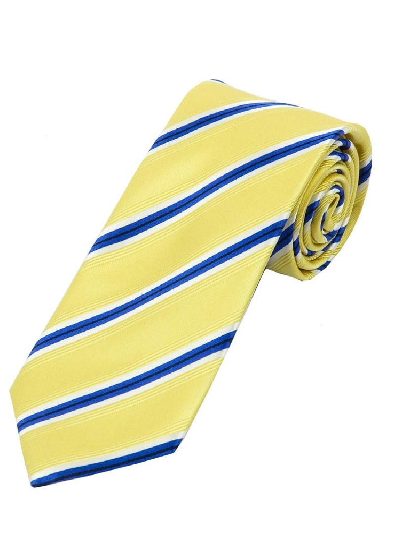 Cravatta d'affari XXL a righe giallo perla bianco