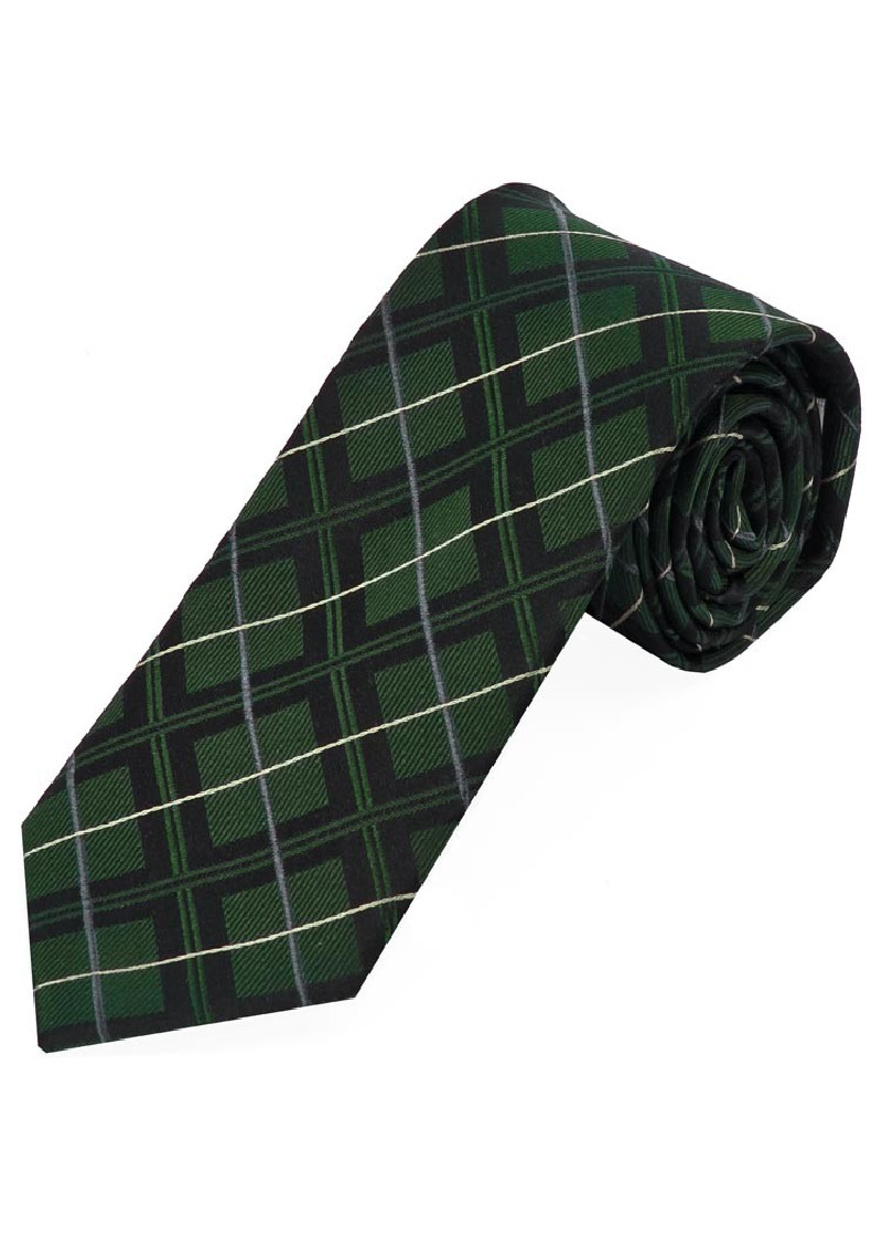 Cravatta lunga dignified line check verde scuro