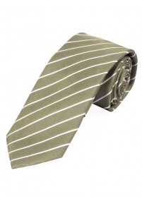 Cravatta lunga a righe sottili bianco oliva