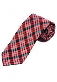 Cravatta lunga con motivo a quadri nero rosso