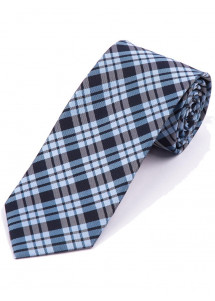 Lange Glencheckdesign-Herrenkrawatte navyblau himmelblau