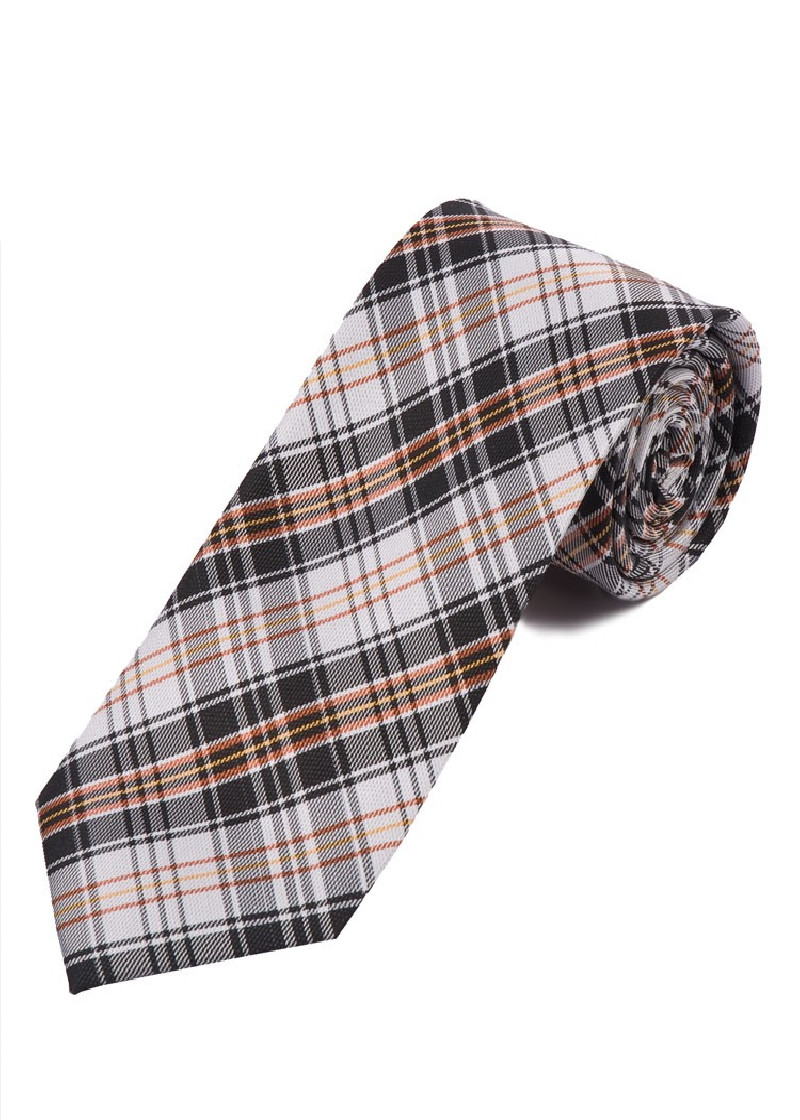 Cravatta lunga con motivo Glencheck Argento Grigio