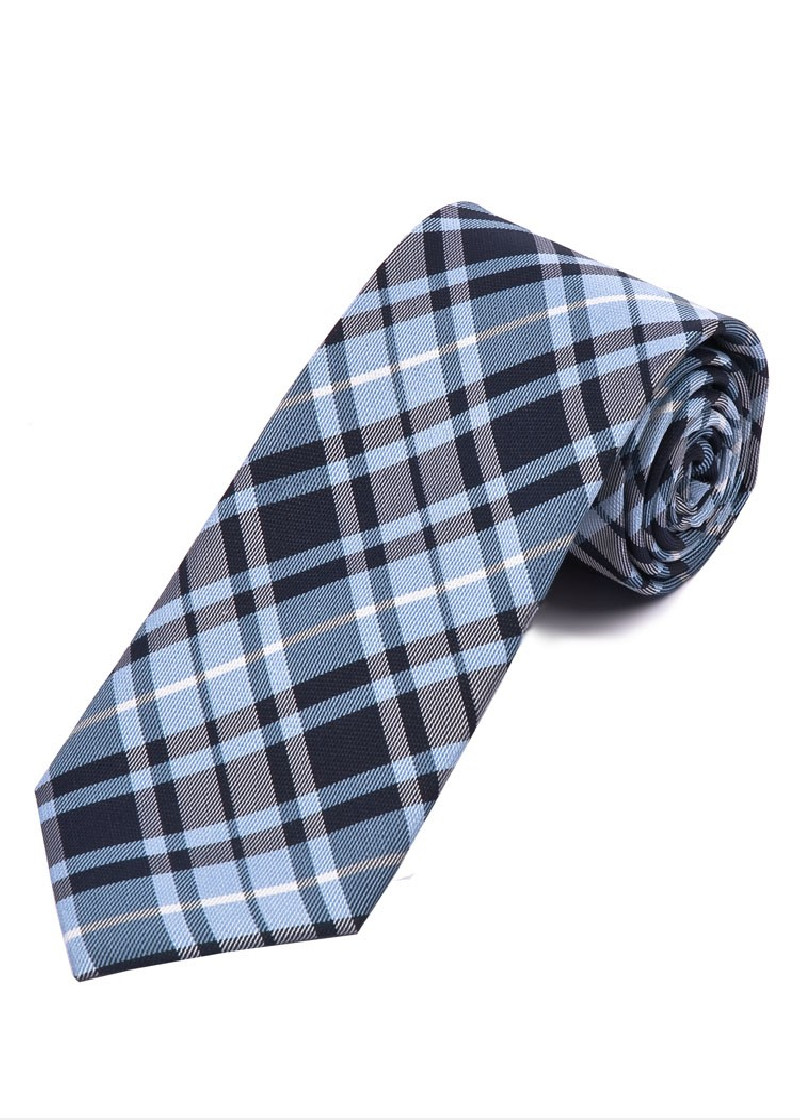 Cravatta da lavoro a quadri lunghi blu navy