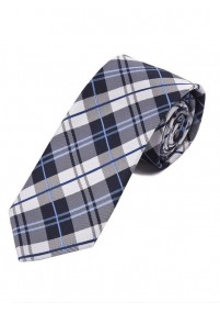 Überlange Glencheckdesign-Krawatte navyblau silber