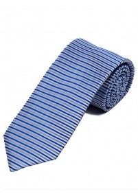 Überlange Krawatte horizontales Streifendessin blau silber