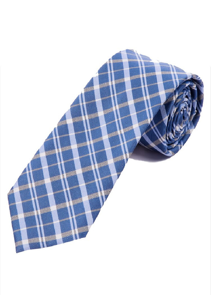 Cravatta extra lunga Linea elegante Check Sky Blue