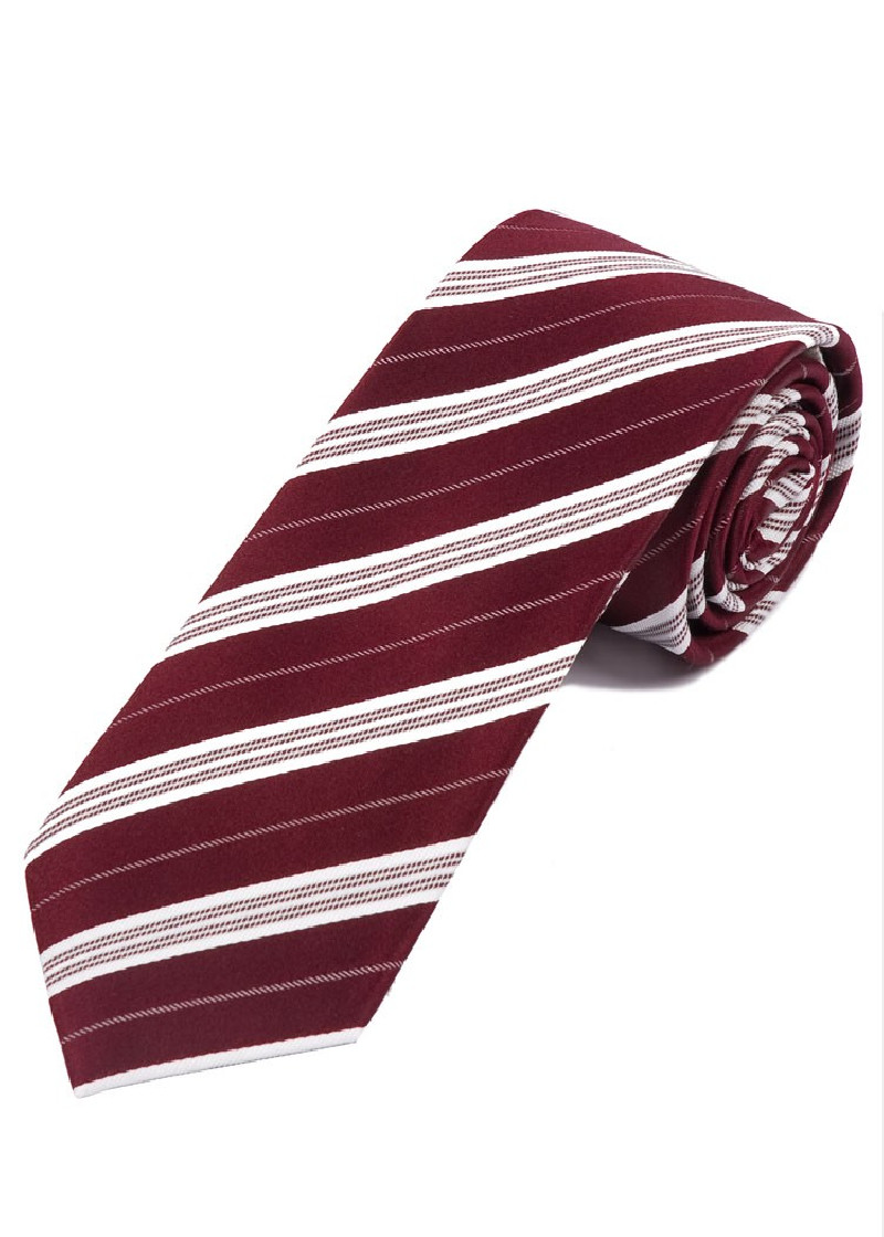 XXL Cravatta uomo a righe bordeaux bianco