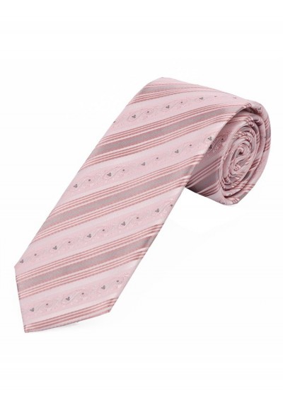 XXL-Krawatte florales Muster Streifen rosa und silber