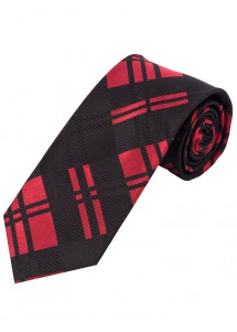 Lange Glencheckdesign-Businesskrawatte schwarz rot