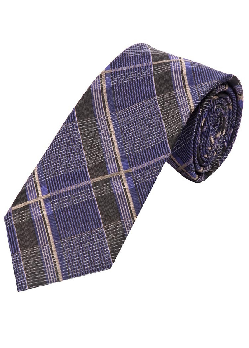 Cravatta lunga con motivo Glencheck Nero Viola