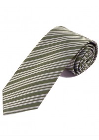 Lange Streifen-Krawatte braungrün schneeweiß