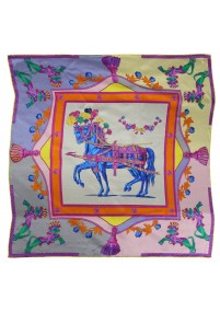 Sciarpa in seta motivo cavallo colorato