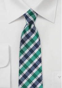 Cravatta quadri verde bianco