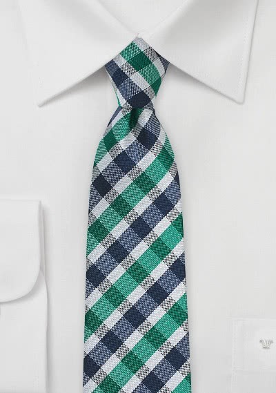 Cravatta quadri verde bianco
