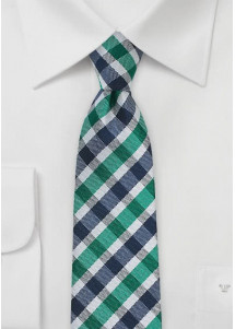 Cravatta quadri verde bianco