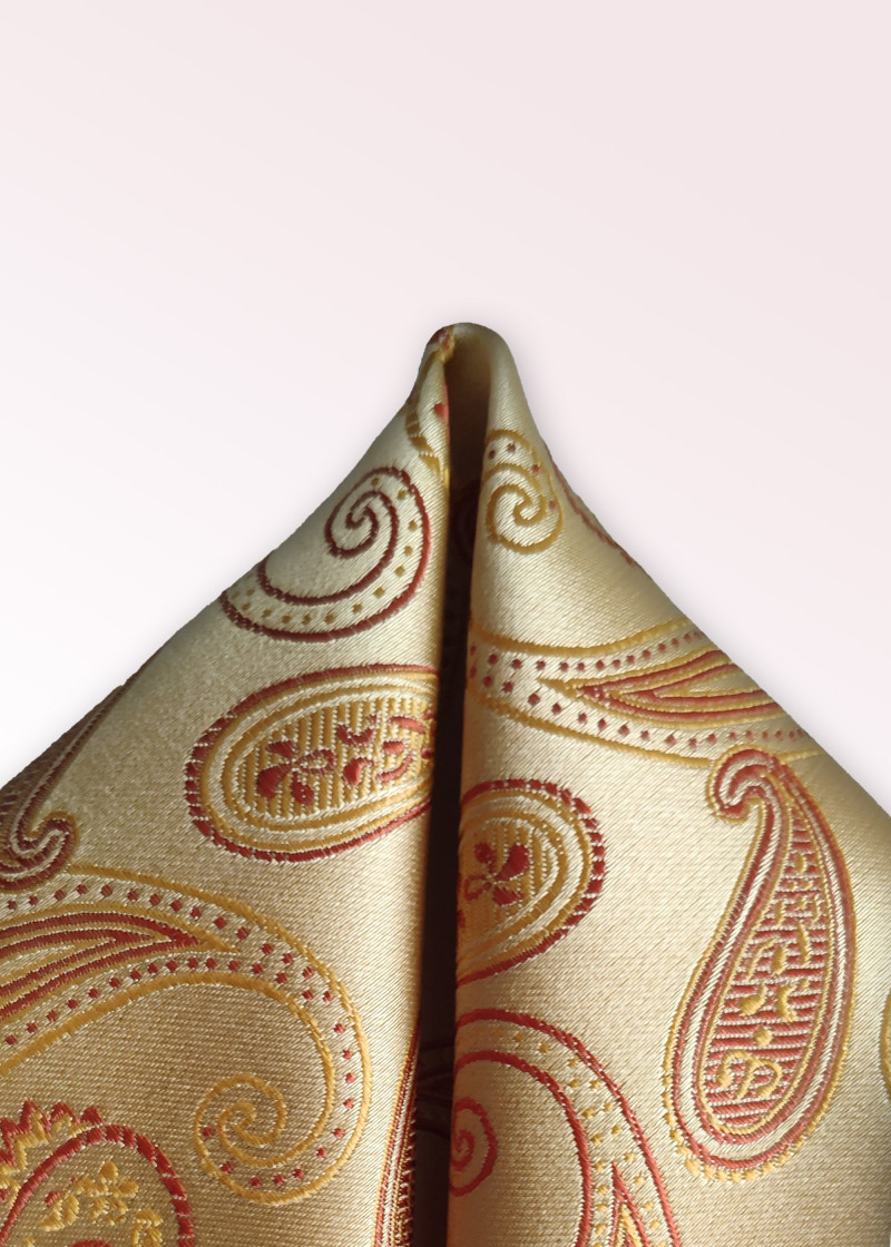 Quadretto da taschino motivo Paisley giallo