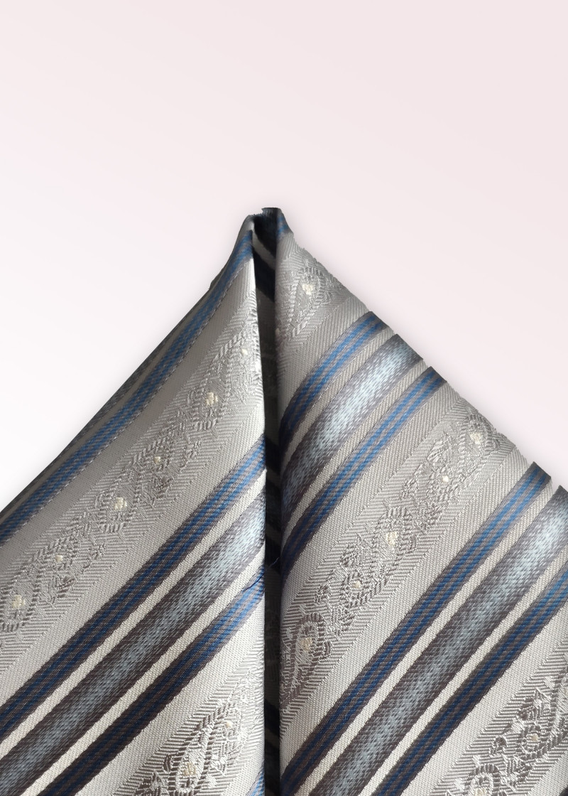 Foulard decorativo a righe floreali argento