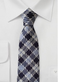 Krawatte Struktur-Karo taubenblau marineblau schneeweiß