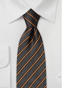 Cravatta grigia righe arancione nere