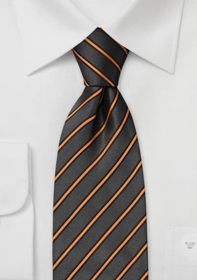 Cravatta grigia righe arancione nere