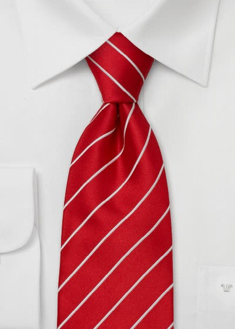 Cravatta business righe bianche fondo rosso