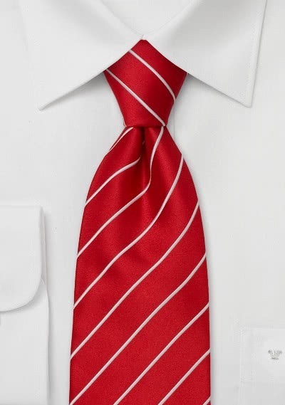 Cravatta business righe bianche fondo rosso